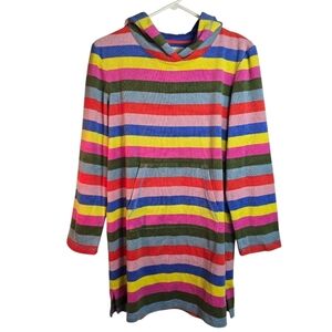 NWT Mini Boden Multi Color Stripe Hooded Terry Cloth Swim CoverUp Dress 13-14